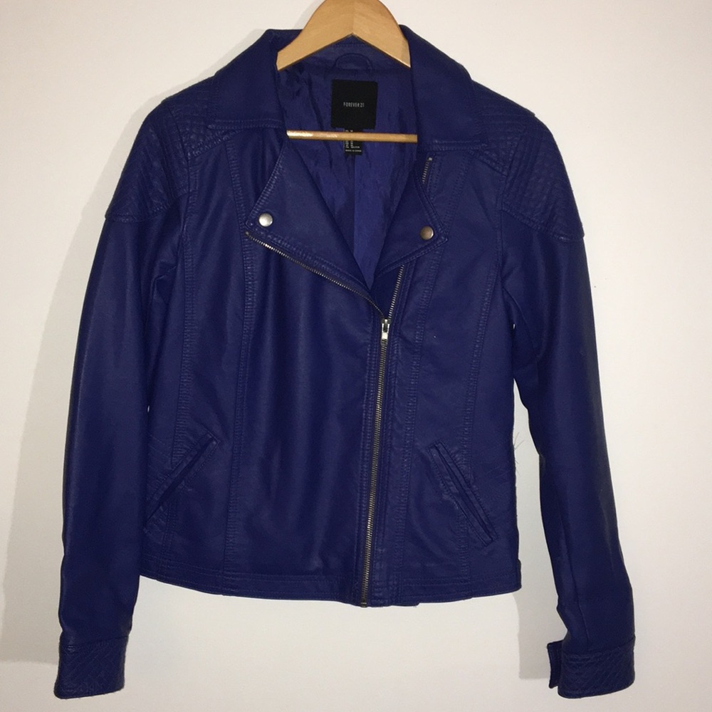 Dark Blue Leather Jacket
